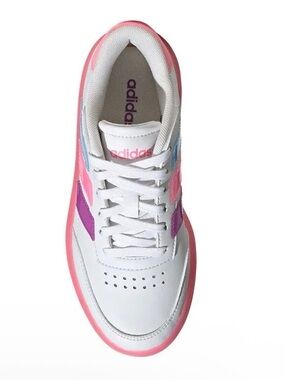 adidas White Running Shoe with Pink and Purple Details